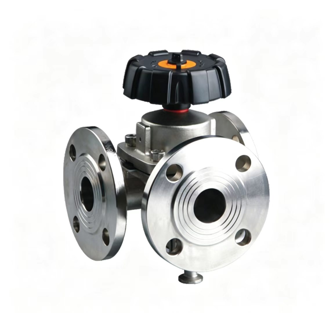 Three-Way Flange Diaphragm Valve | Stainless Steel Sanitary Valve